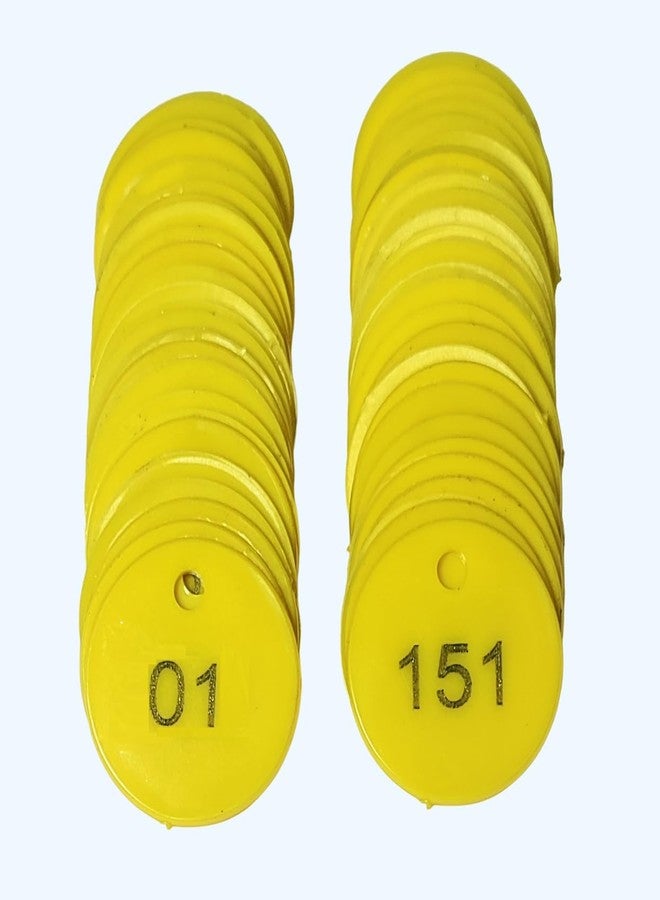 MOREL Embossed Yellow Plastic Round Shape Token Coin with Hole USE for Shop, Board Games, Stores, Casino, School. 1 to 200 Numerical Coins. - Image 1